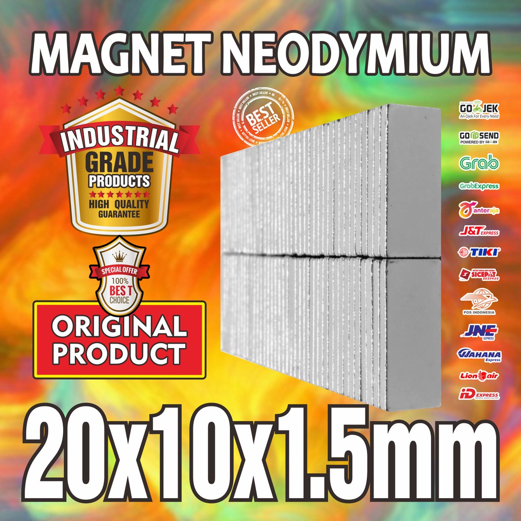 MAGNET NEODYMIUM SUPER STRONG  20x10x1.5mm - 20 x 10 x 1.5 mm  N52