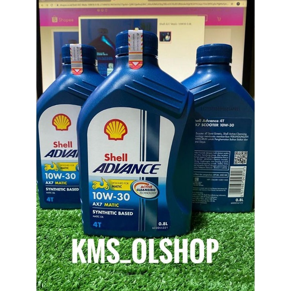 Shell Advance AX7 Matic  SAE 10W-30 0.8 Liter Oli Mesin Shell Scooter 800ml