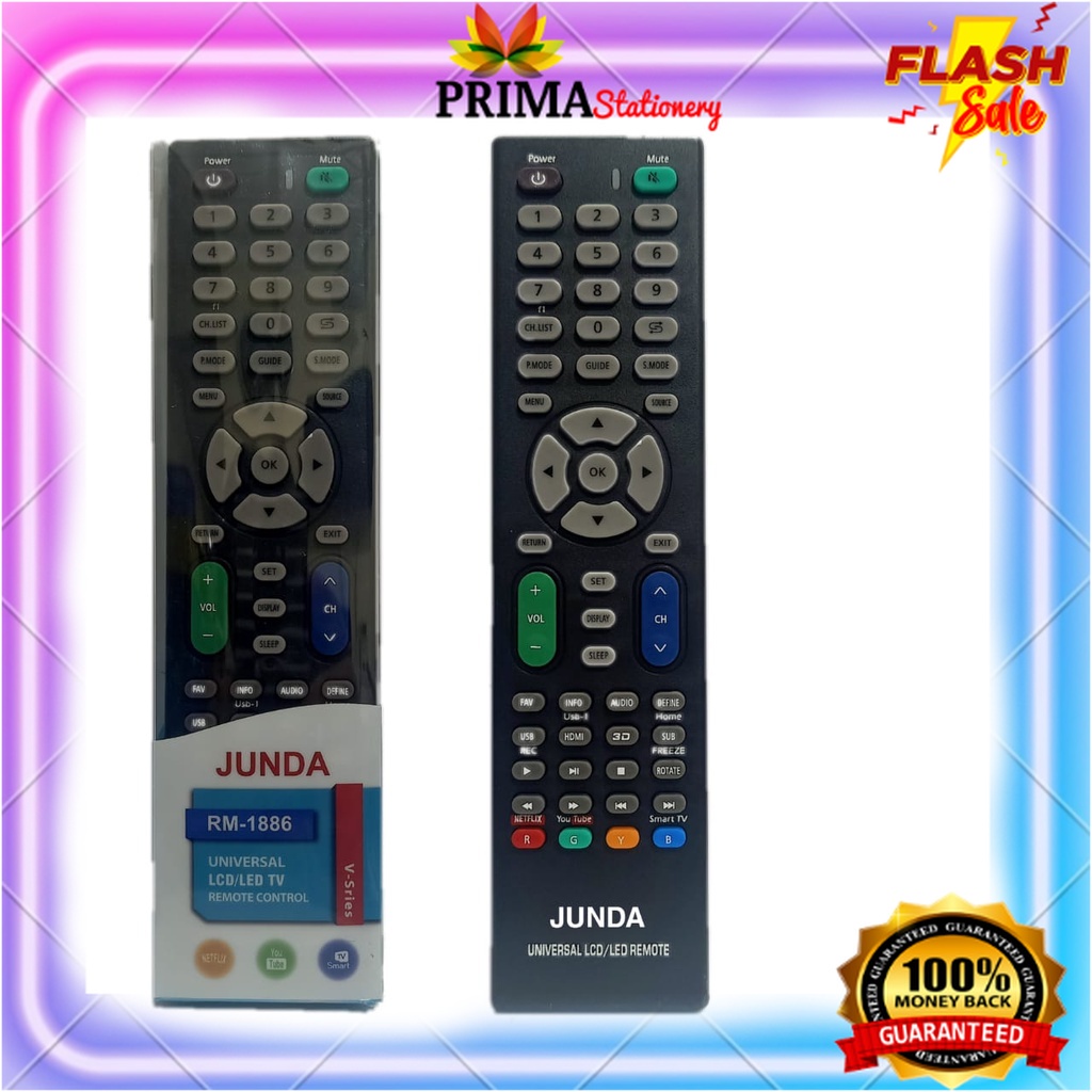 ( PROMO  ) REMOTE LED TV UNIVERSAL REMOTE SMART TV UNIVERSAL JUNDA RM-1886 MULTI