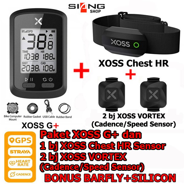 Paket XOSS G Plus dan XOSS Chest HRM + 2bj XOSS VORTEX Cadence