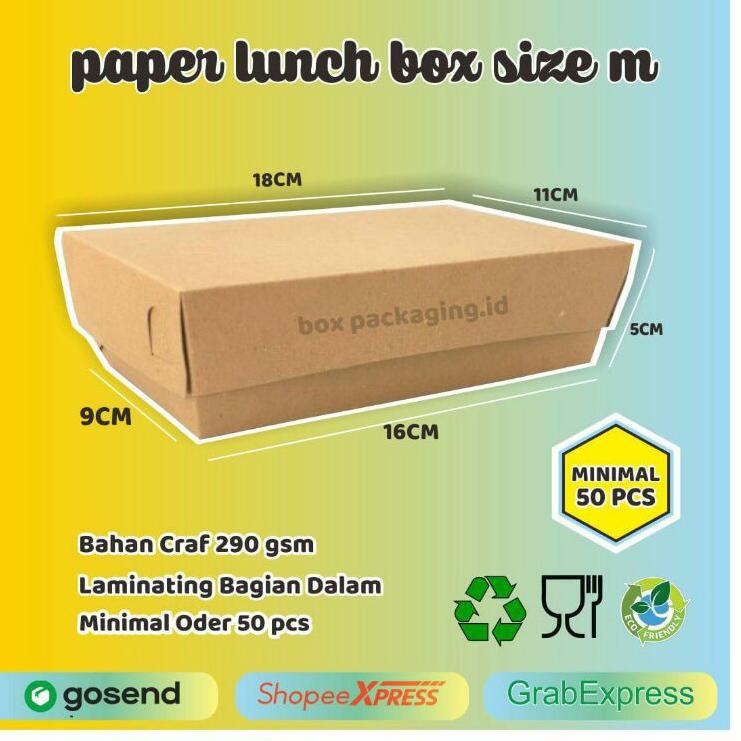 

៛♉︎฿ Paper lunch box packaging Kemasan Dus Nasi Ayam Geprek, Kotak Makanan Craft ⚡⚡⚡