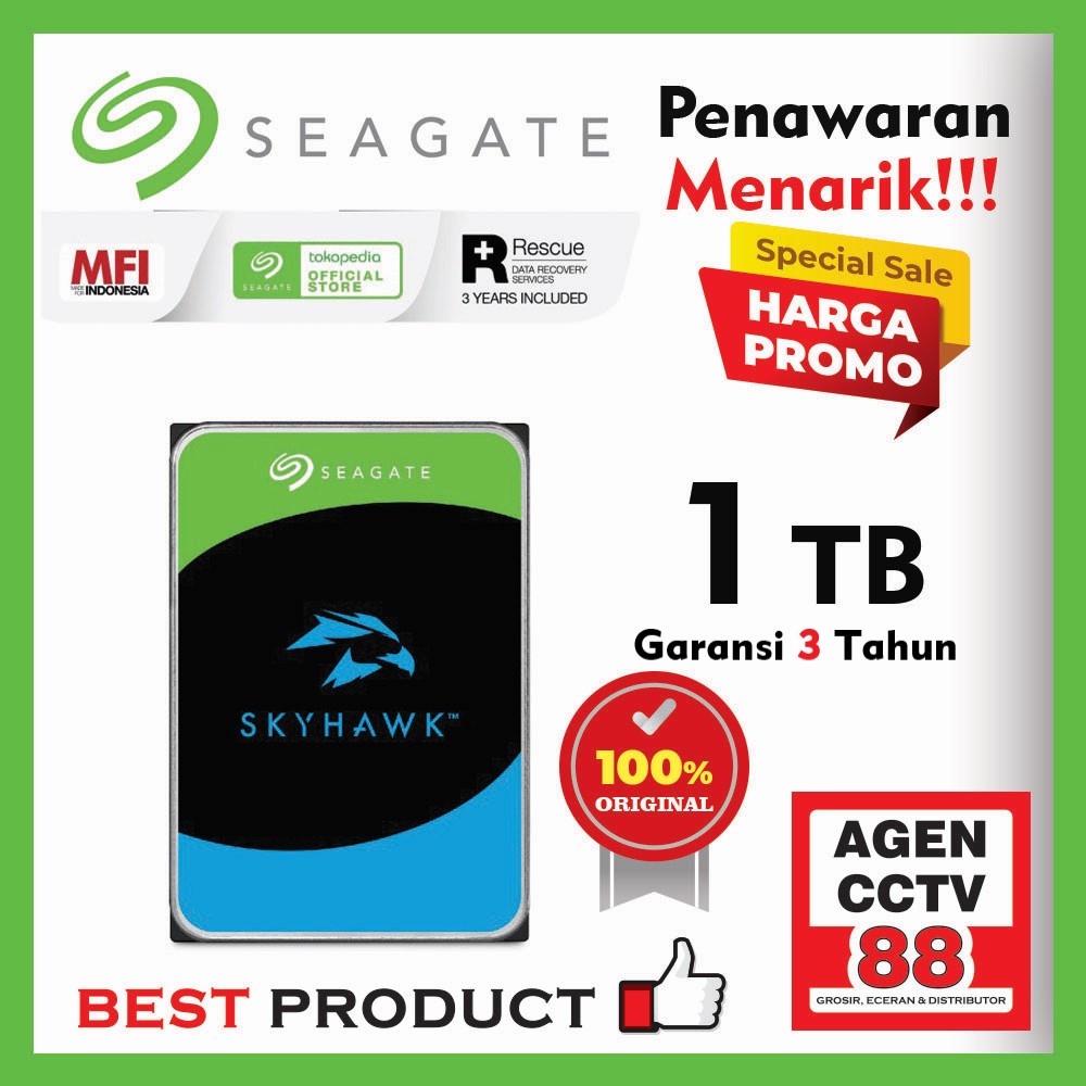 Harddisk Hardisk HDD CCTV Seagate Skyhawk 1TB MFI ORIGINAL 100%