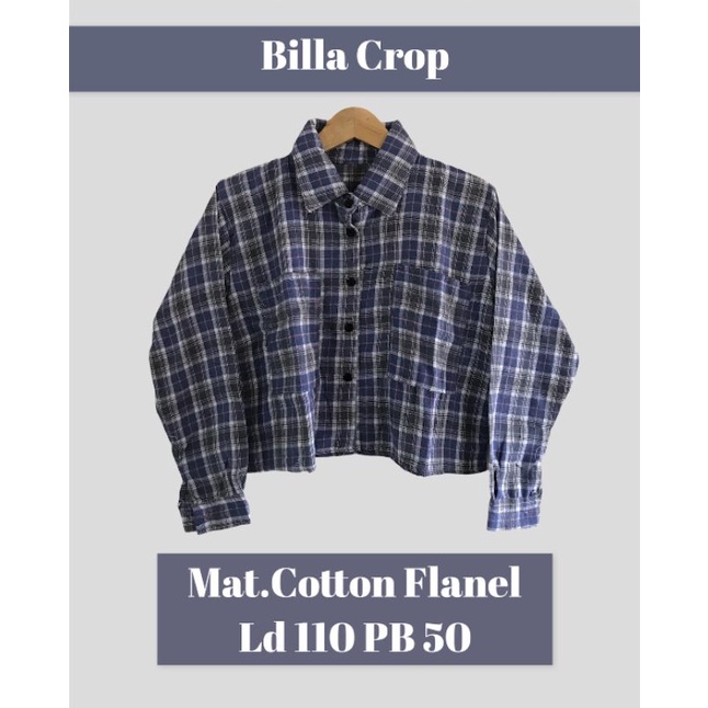 bila crop flanel atasan wanita