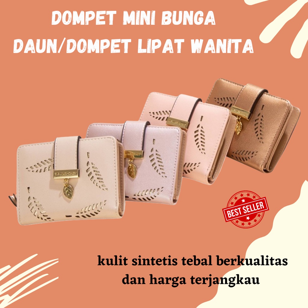 Terbaru Dan Terbaik Dompet Mini Bunga Daun/Dompet Lipat wanita Fashion