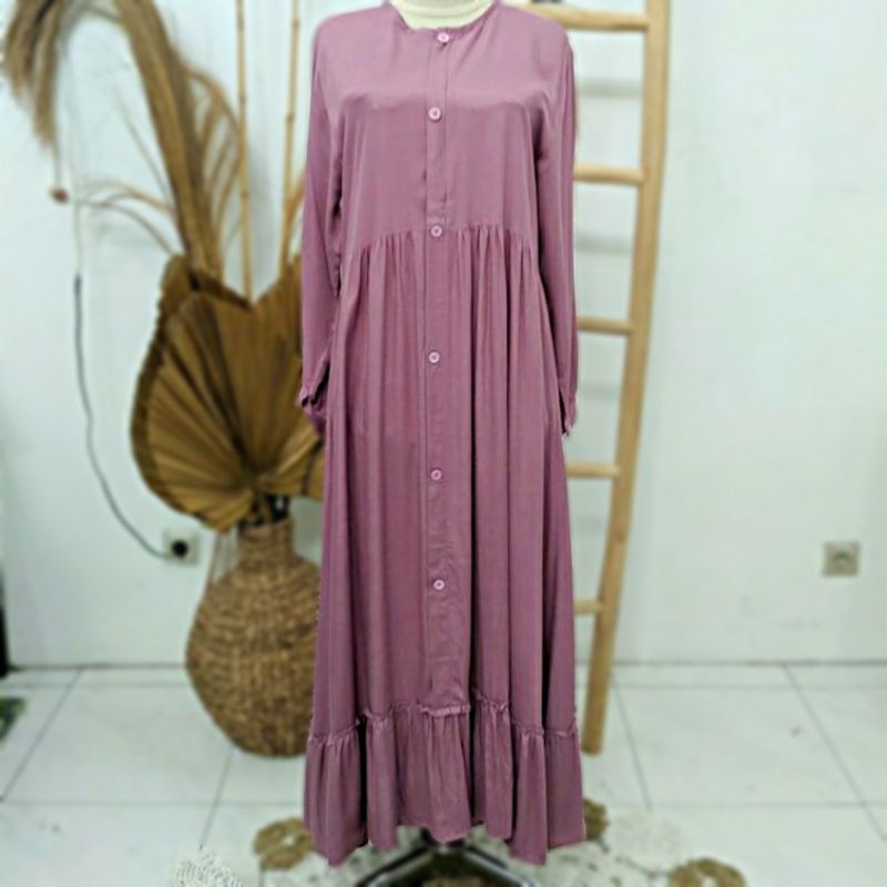 Gamis Terbaru | Gamis  Rayon Premium Gamis Kancing Depan Full