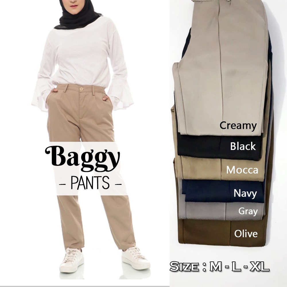 Ootd Celana  Baggy  Pants  Mocca CELANA  JOGGER PRIA LIST 