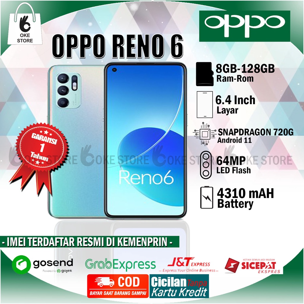 Jual OPPO RENO 6 RAM 8-128GB - 50W SUPERVOOC CHARGE - AMOLED 90Hz ...