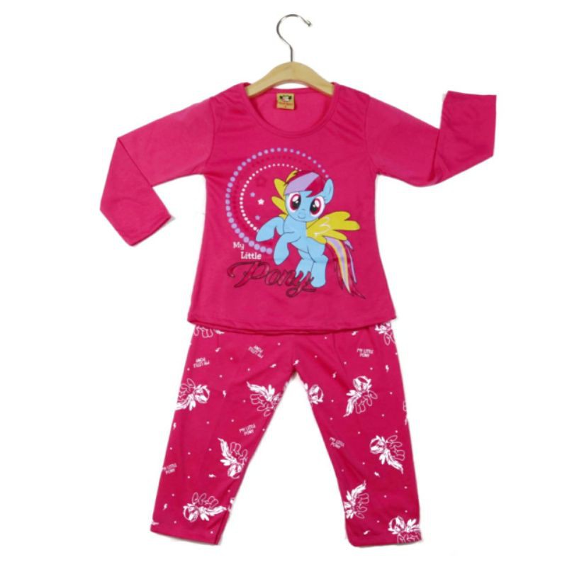 SETELAN BAJU ANAK PEREMPUAN SIKUNING MOTIF LITTLE PONY 2-6 TAHUN NEW