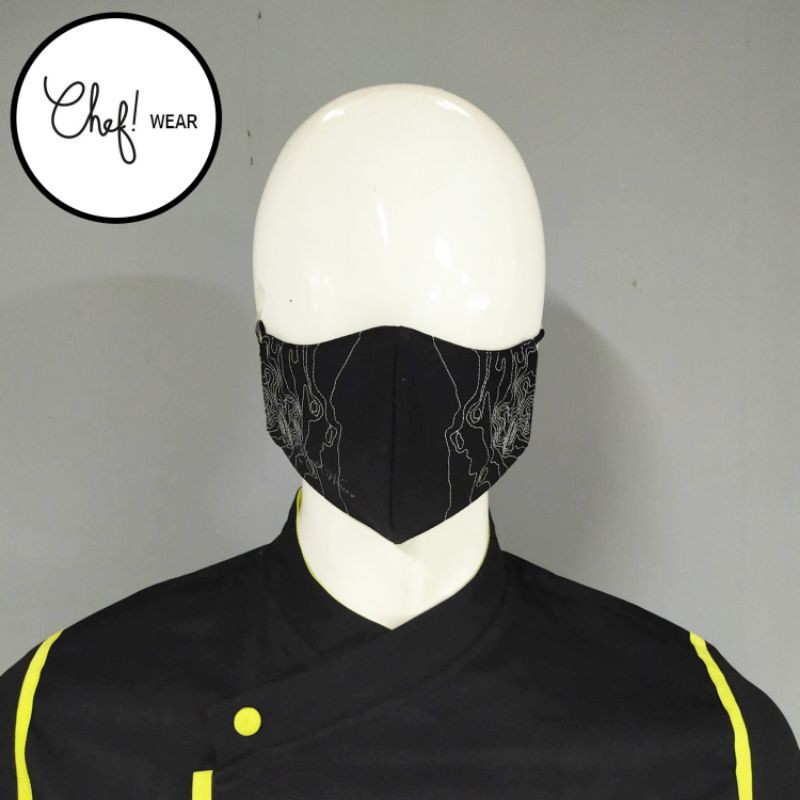 Chef Wear Masker Bordir Map 3 Layer