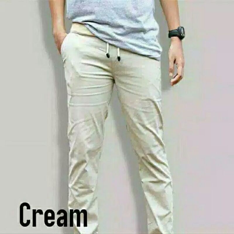 CELANA PRIA CHINO slimfit Panjang chino KERJA HARIAN HITAM MOCCA ABU GREY KREAM Sz 27 - 38