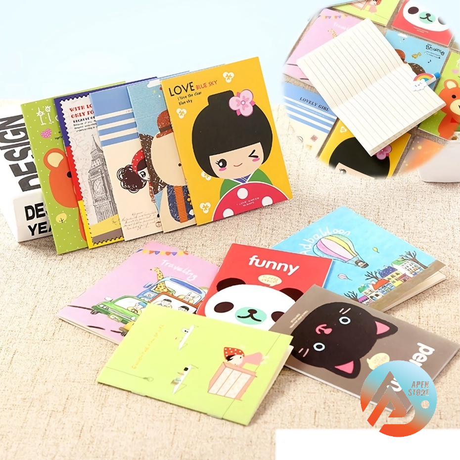 

APEN Buku Tulis Mini Motif Kartun Notebook Cartoon Book Notepad Karakter Memo Kecil Barang Unik Lucu