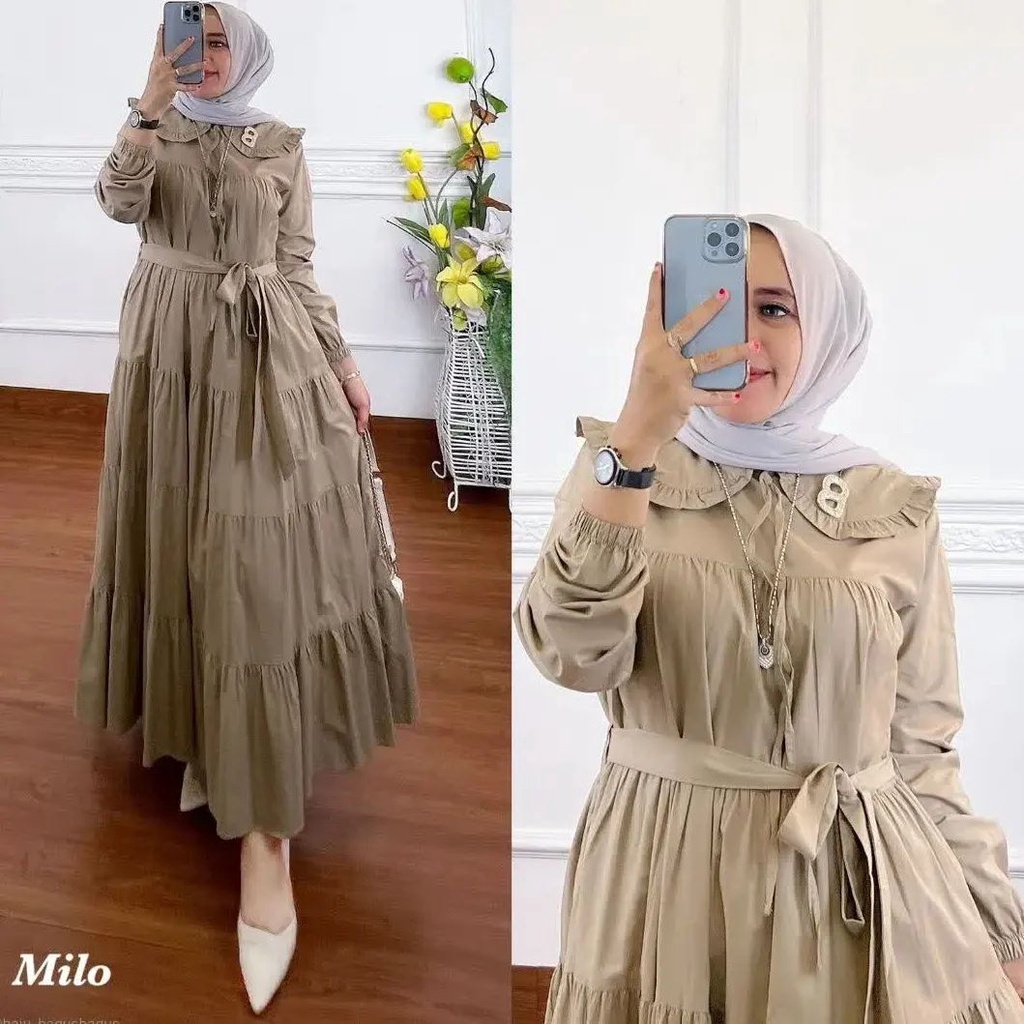 Amora Dress Bahan Katun Rayon Gamis Wanita Terbaru 2022 Original Baju Muslim Kekinian Viral Dress Ma