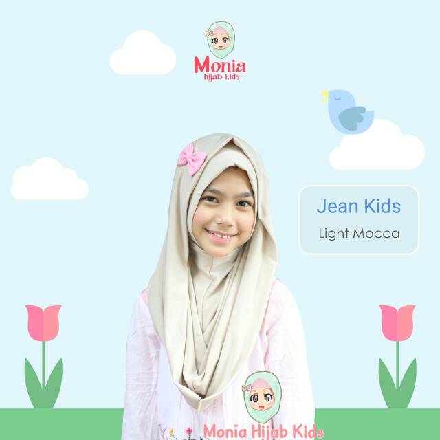 Monia Hijab Kids Pasmina Instan anak Jean Kids Pastan Anak TERLARIS Jilbab anak Jean Kids Light Moca