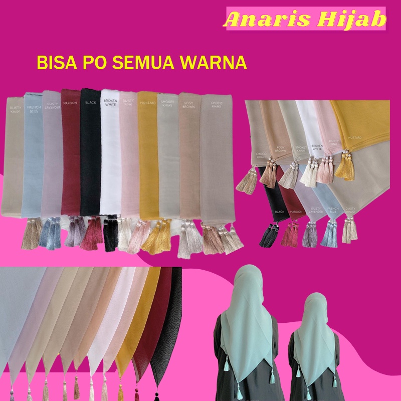 Jilbab Paris Tassel Premium || Hijab Paris Segi Empat Premium || Jilbab Segi Empat Premium Original 