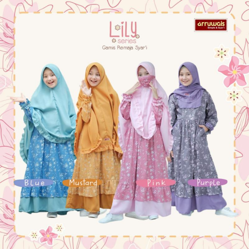 Gamis anak Perempuan Syar'i umur 2 - 14th Lily by Arruwais