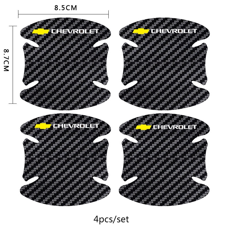 8Pcs Chevrolet Logo Serat Karbon Menangani Perlindungan Film For Chevrolet Spin Omotif Captiva Lova Aveo Trooper Luv