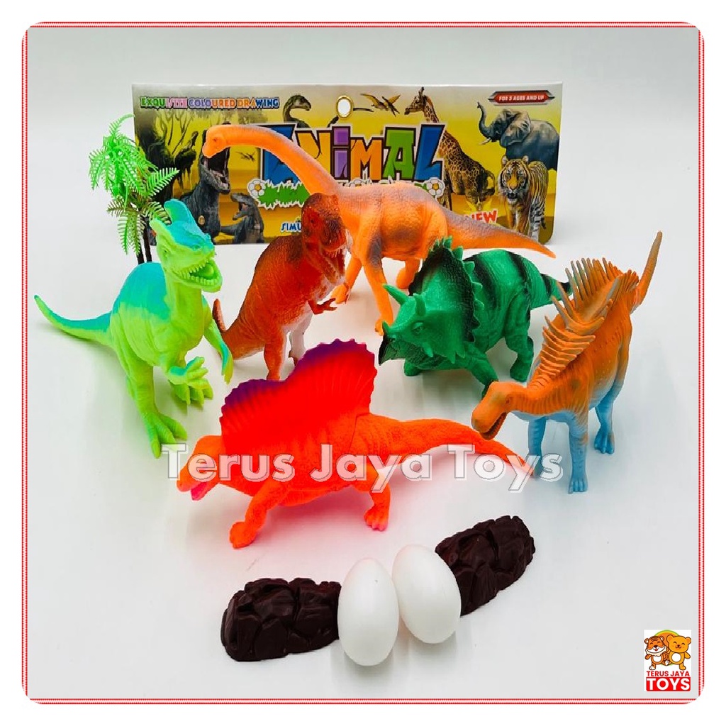 MAINAN BINATANG DINOSAURUS KARET ISI 6PCS BESAR/MAINAN DINO BESAR