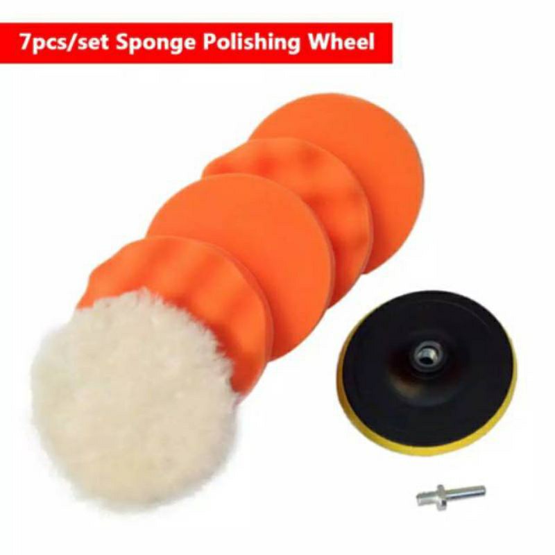 Set Busa Poles Polishing Woolen Body Motor &amp; Mobil 3&quot; 4&quot; 5 Inch 7 Pcs M10/M14 Coumpond Wax Buffing Coating