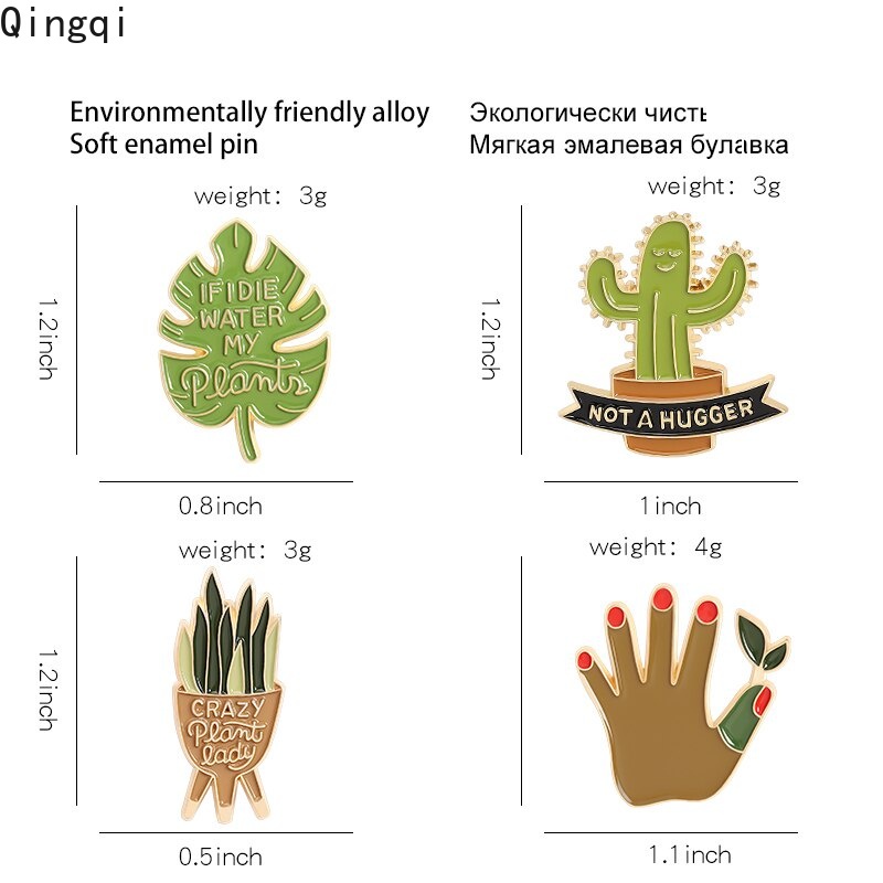 Bros Pin Enamel Desain Tanaman Monstera Kaktus Hug Untuk Hadiah Anak