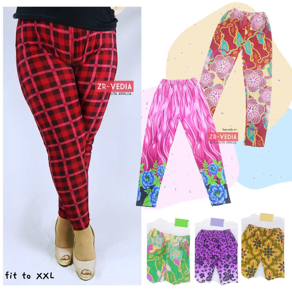 Legging Wanita Motif uk. JUMBO / fit to XXL Celana Panjang Wanita Leging Big Size Ketat Xtra Large