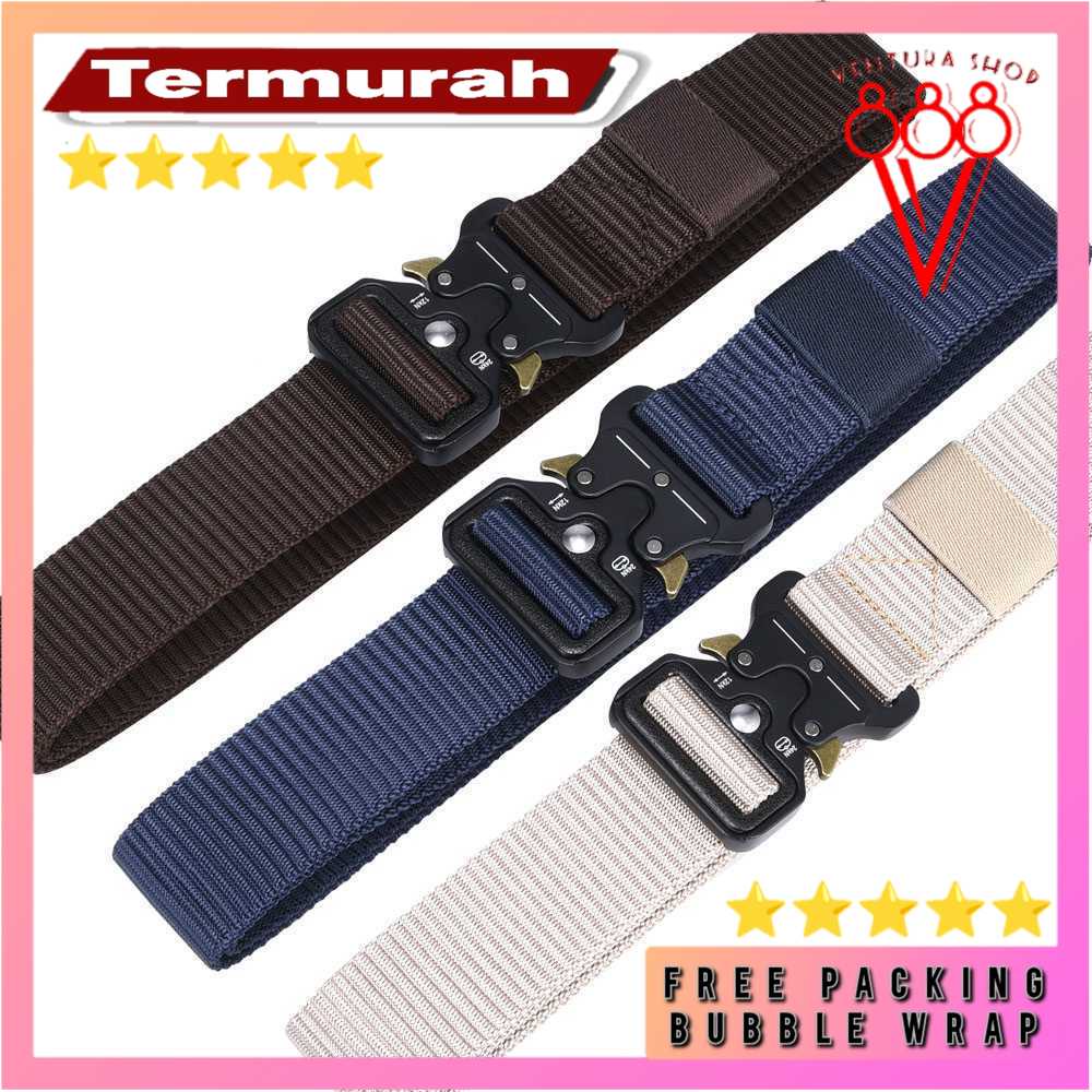 VGS Ikat Pinggang Pria Canvas Military Tactical 125cm Sabuk Pria Anti Metal Detector