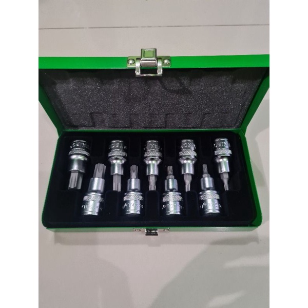 TEKIRO Mata Kunci Sock L Bintang Set 1/2 Inch x 9 pcs Star Bit Socket