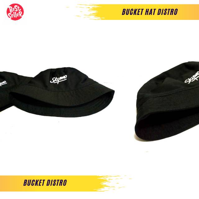 Topi Bucket Pria / Wanita Hat Hitam Bolak Balik - Bucket Hat Skymo