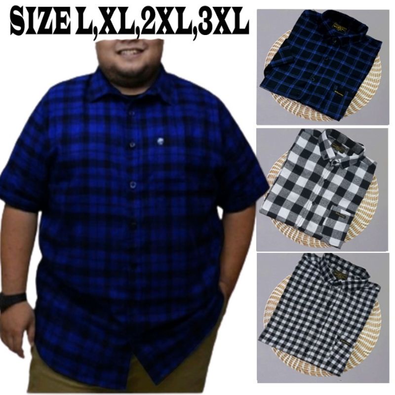 FLANEL LENGAN PENDEK UKURAN JUMBO XXL -XXXL