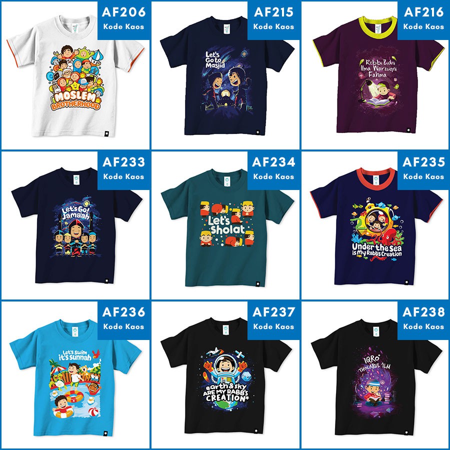 Kaos Anak Muslim Afrakids Lengan Pendek - T-Shirt Anak