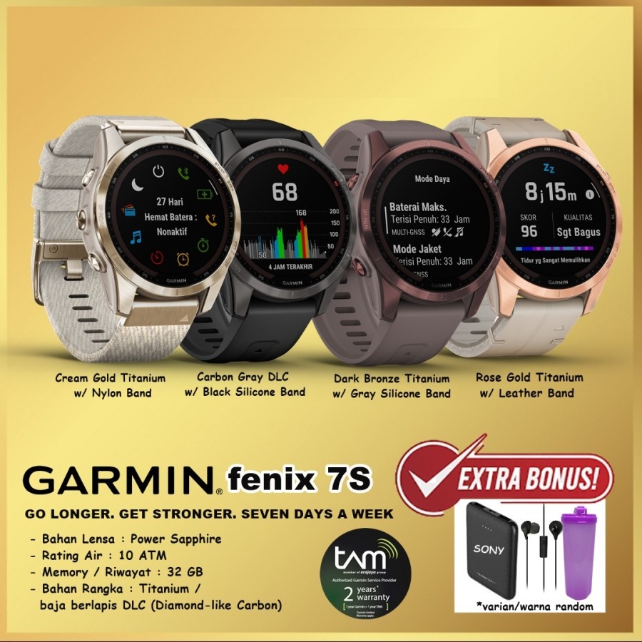 Garmin Fenix 7S Standar Edition - Sapphire Solar Smartwatch Fenix7S