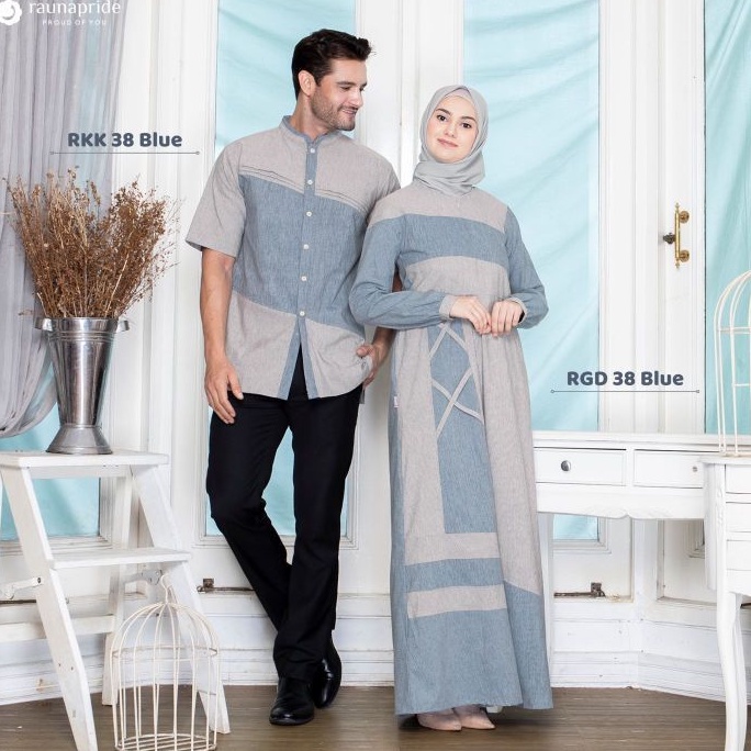 SET COUPLE RAUNA TERBARU RGD 38 BLUE DAN RKK 38 GAMIS DAN KOKO