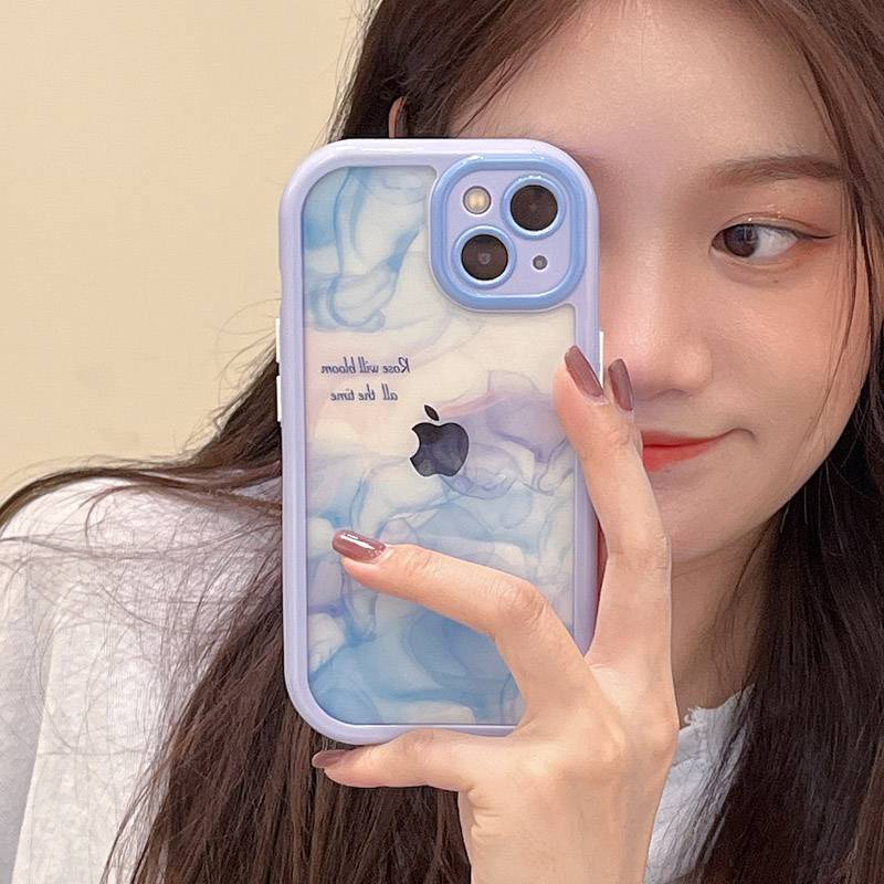 Fashion Purple Blue Marble Soft Case iP iPhone 14 + Plus SE 2020 X XR XS Max 11 12 13 Pro Max Clear Cream Casing Apple