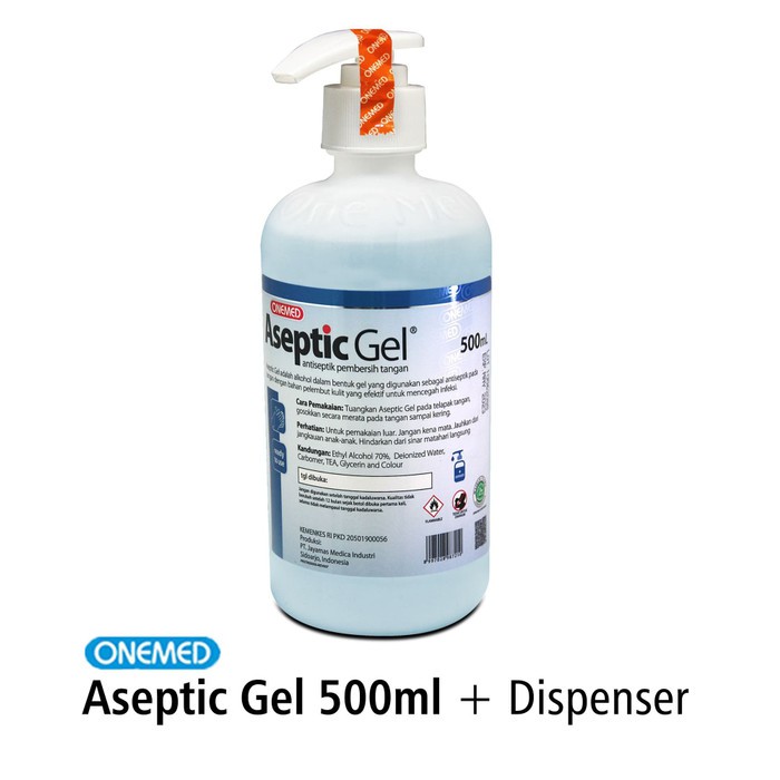 Aseptic Gel 500ml Onemed + Dispenser / Antiseptik Gel Onemed 500ml / Aseptic Gel Pump 500ml