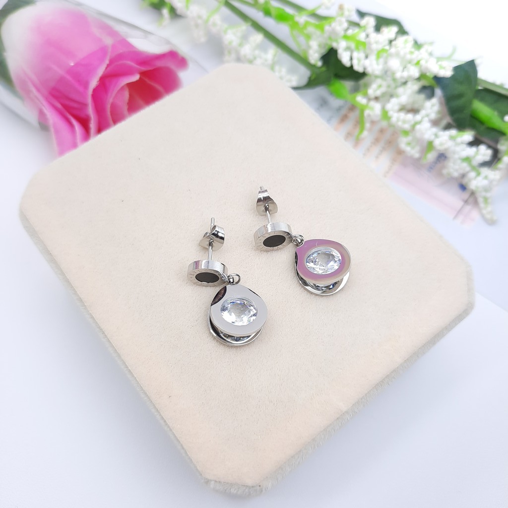 Anting Titanium B&lt;lgr Black Dengan Kristal Rose Gold, Gold dan Silver
