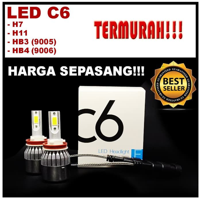 CUCI GUDANG C6 LED H7 H8 H9 H11 H16 HB3 HB4 9005 9006