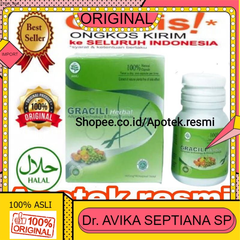 100% ASLI OBAT GRACILI BPOM Herbal Pelangsing Penurun Berat Badan Diet Slim Kapsul Fast Strong