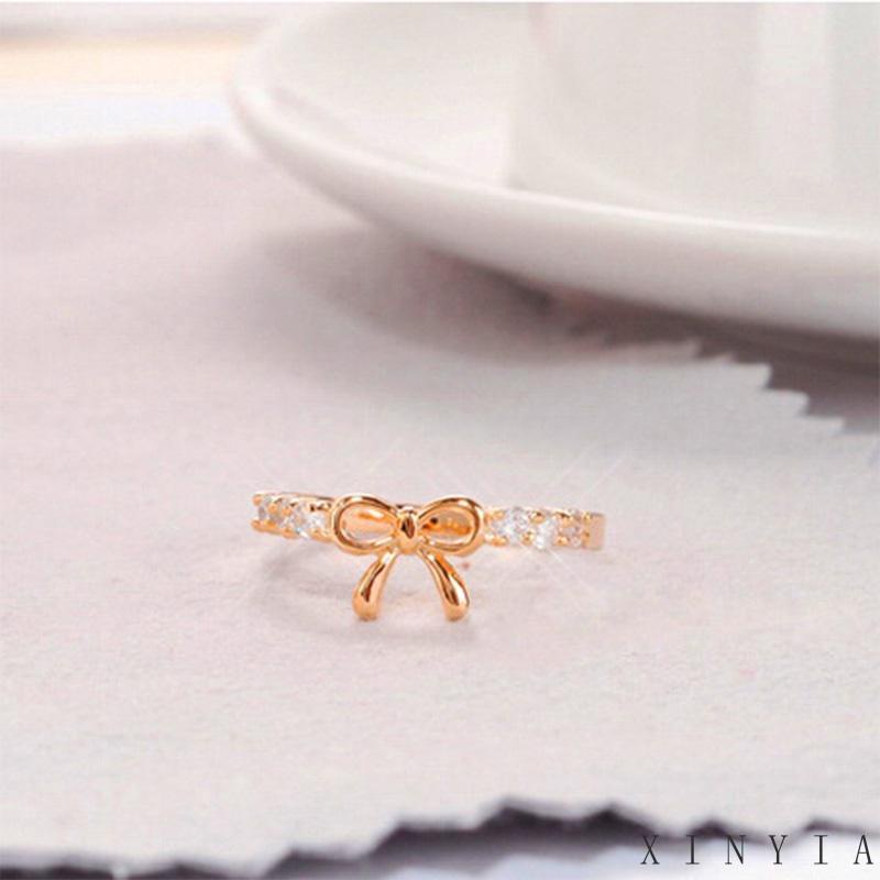 Xia.id Cincin Desain Pita Hias Berlian Gaya Simple Untuk Wanita