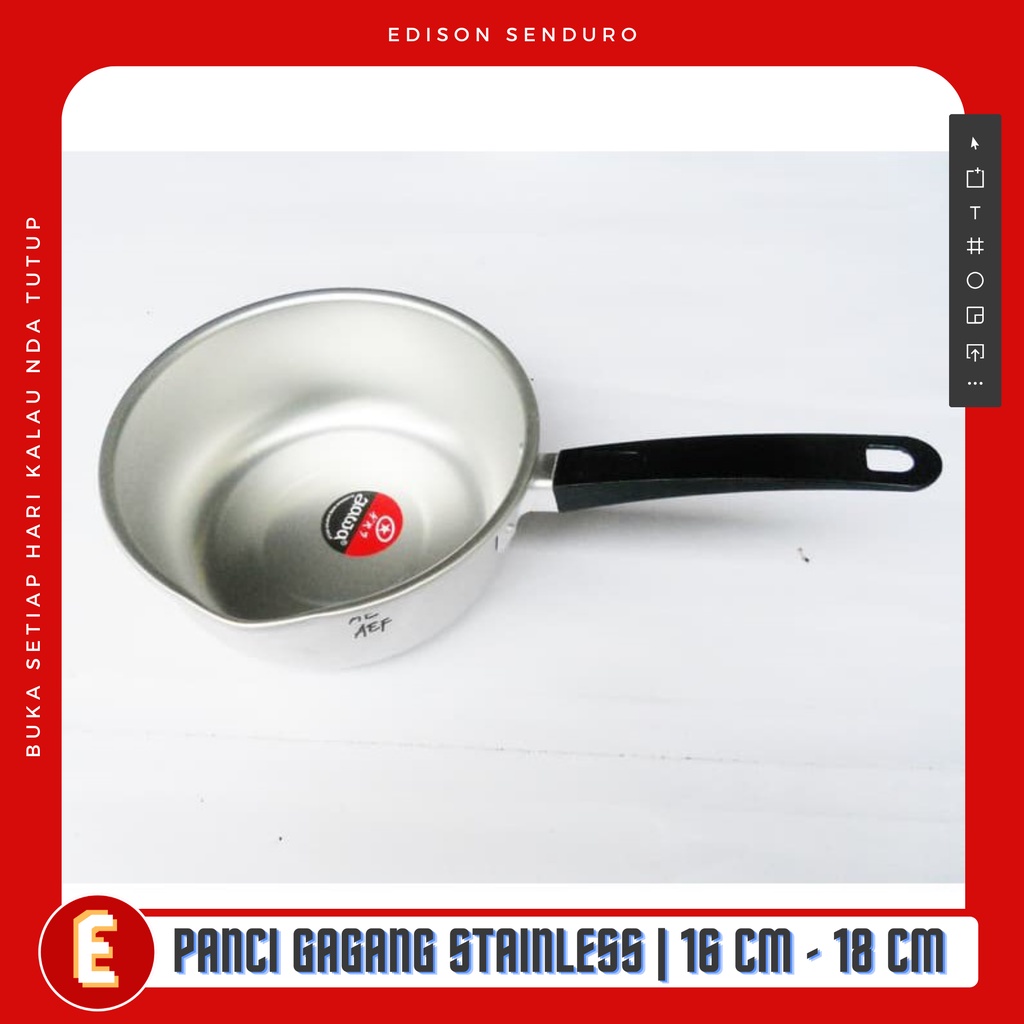 PANCI GAGANG KAYU STAINLESS KECIL / PANCI MASAK SERBAGUNA TRAVEL
