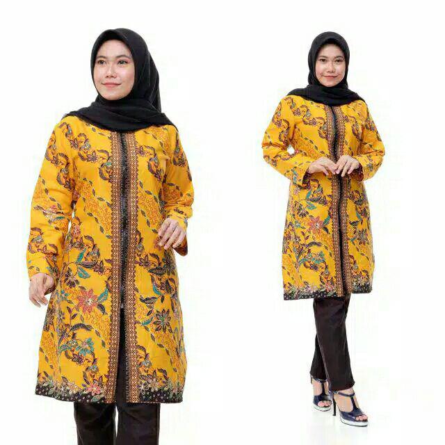 Atasan Batik Wanita Terbaru Tunik Batik Wanita Dolby Dolbi Dobby Doby Zipper Depan