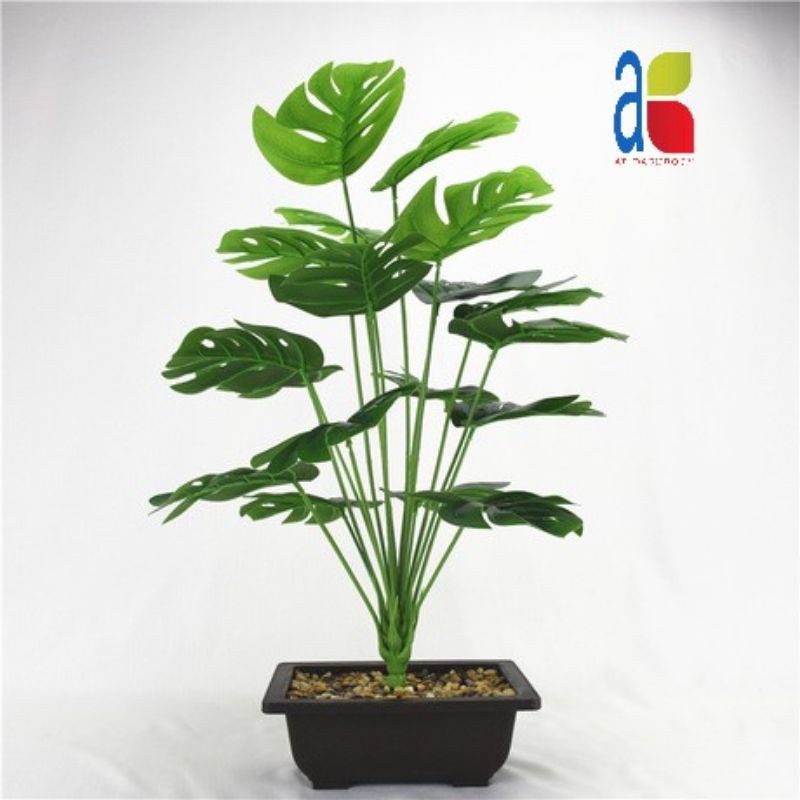 TANAMAN PLASTIK LATEX DAUN MONSTERA B8156 HIAS D18T48 HOME DECOR BUNGA PLASTIK