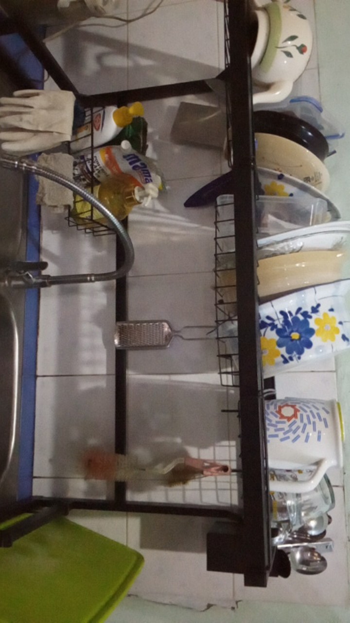 Es Rak Dapur Hitam Rak Wastafel Rak Piring Dan Peralatan Dapur 65cm