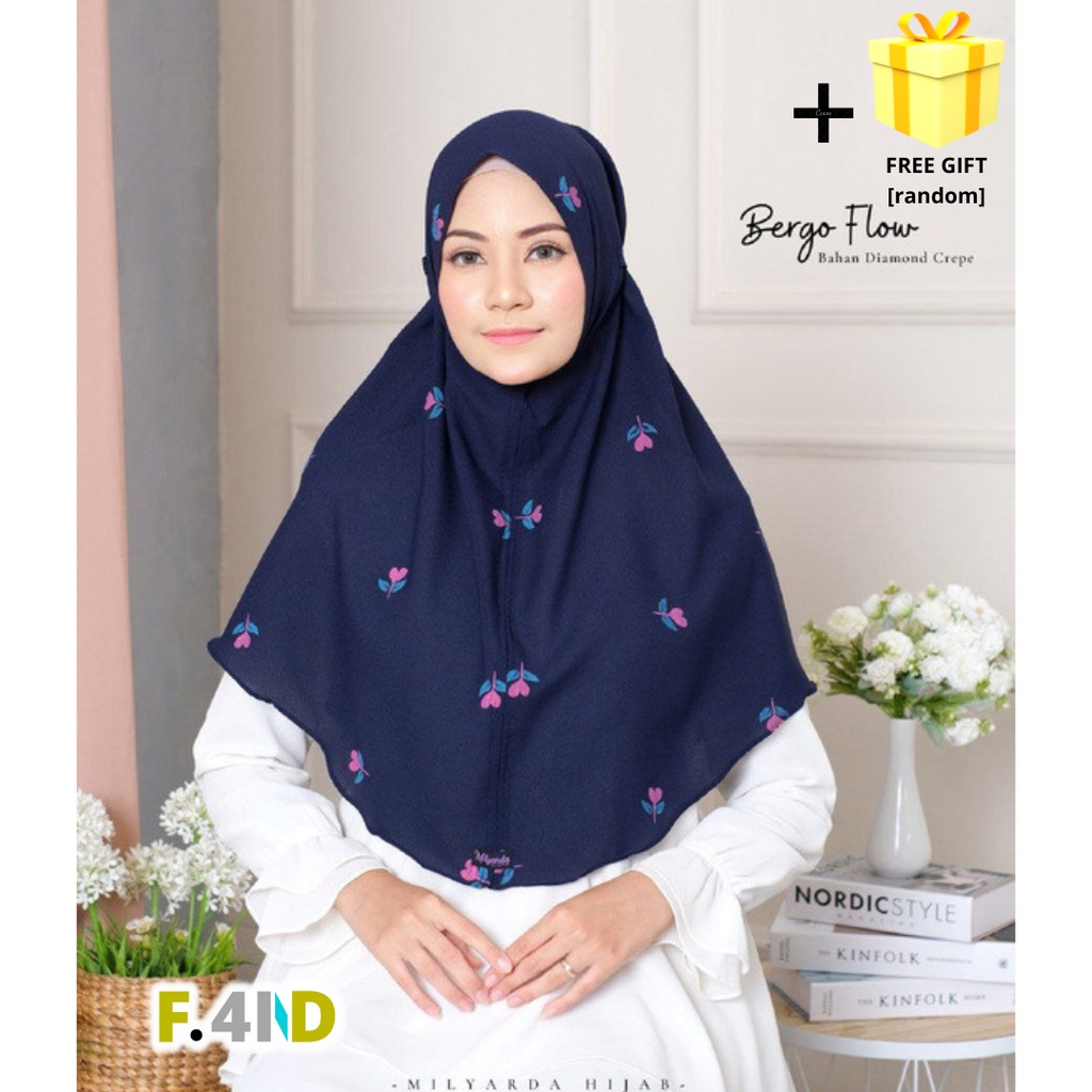 Hijab Instan Bergo Tali BERGO MOTIF FLOW Diamond Jilbab Instan Bergo Diamond Bergo Maryam Kerudung S