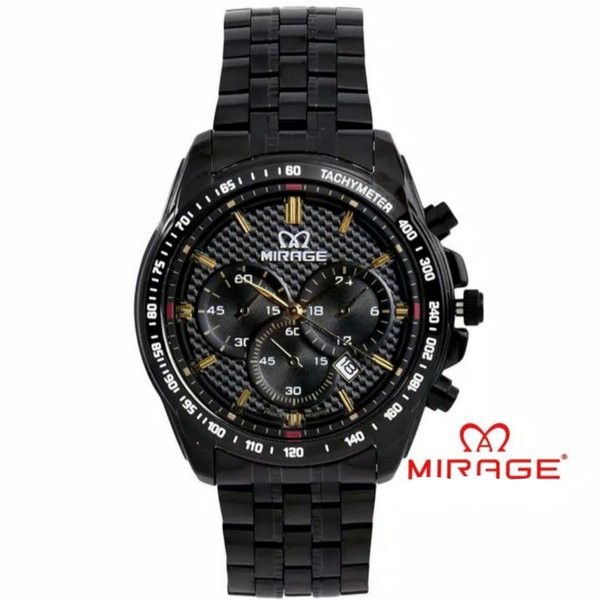 Jam Tangan Pria Mirage Original 8535 Full Hitam Anti Air 3 ATM