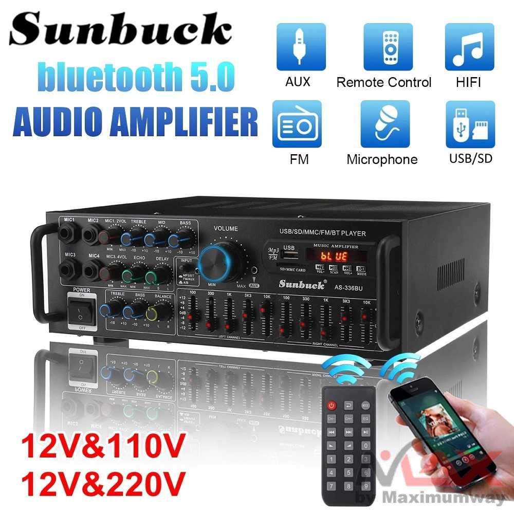 Sunbuck AS-336BU Professional Karaoke AMPLI 2000W Audio Amplifier Bluetooth EQ FM Radio Home hi-fi Remote Adapter Home Theater / home teater / Audio DAC / Sterio Ampli / Ampli Panggung / Karoe / karaoke / Echo / EQ / equalizer / ekualiser