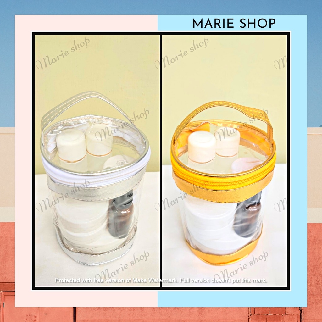 [ PBS ] POUCH TABUNG - POUCH BULAT - POUCH MIKA TRANSPARANT - WADAH KOSMETIK