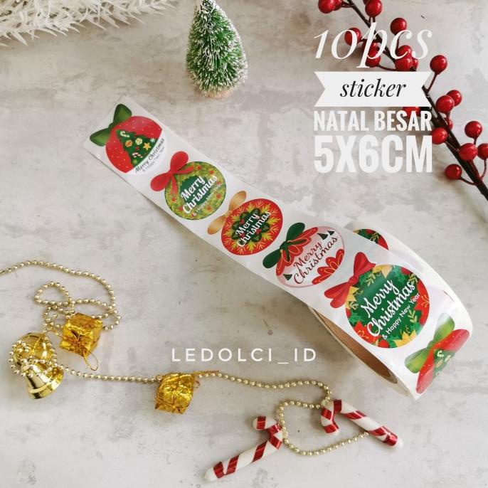 

(10 PCS) STICKER LABEL NATAL CHRISTMAS HAMPERS KUE UKURAN BESAR 5X6 CM ledolci92 Diminati Banget