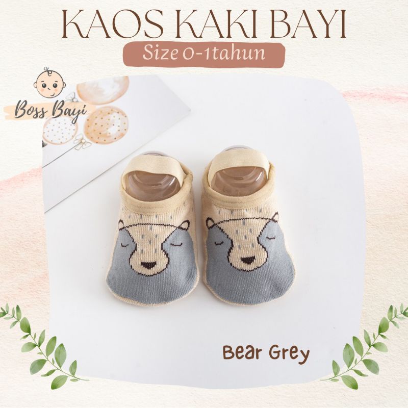 Kaos Kaki Bayi Strap Tali Karet + Antislip Motif Hewan