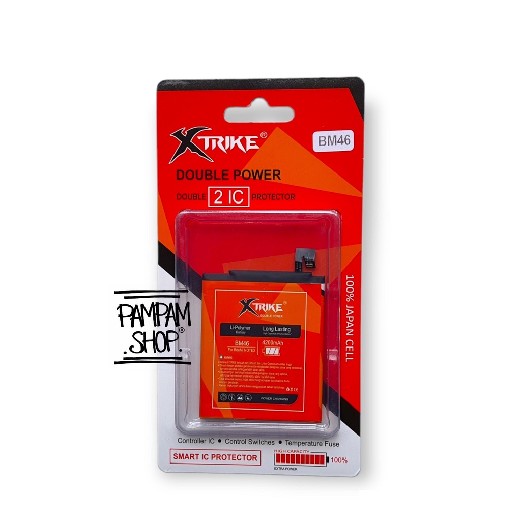 Baterai XTRIKE Double Power Original XiaoMi BM46 Redmi Note 3 Note 3 Pro Batre Batrai Battery Ori