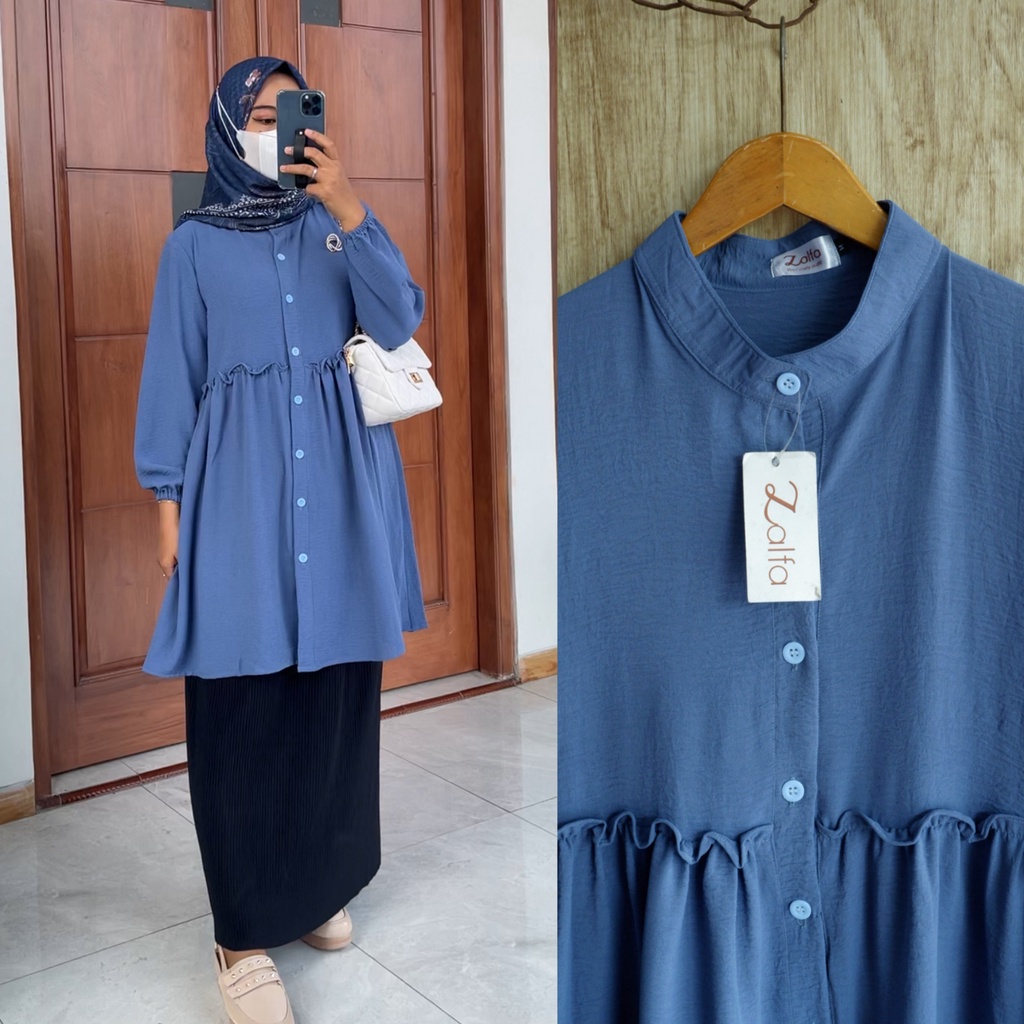 AMALINA tunik by ZALFA OUTFIT / tunik polos / kemeja panjang / tunik crincle