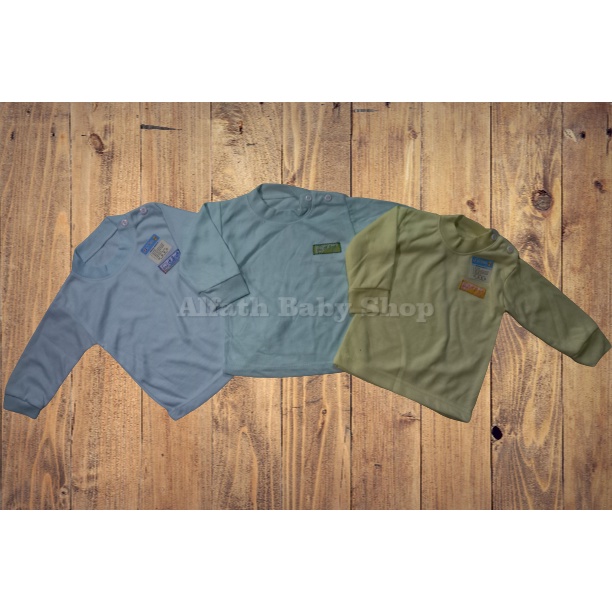 Atasan Baju Bayi Tangan Panjang Size M Polos Arimbi NJA Kancing Pundak